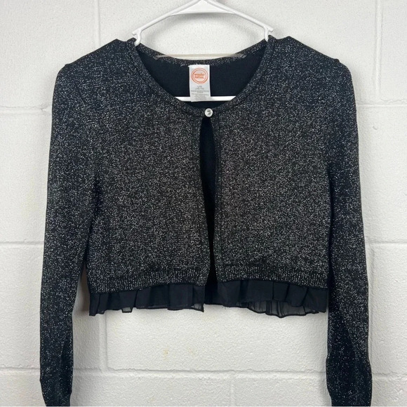Black & Silver Sparkle Sweater Size Girls L (10/12) - Picture 3 of 7